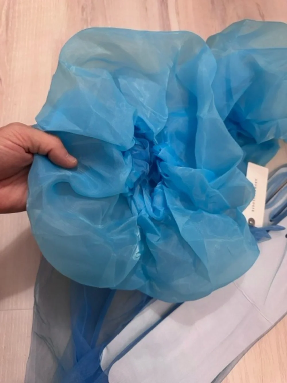 Anthropologie blue organza mesh gloves o/s - bride something blue